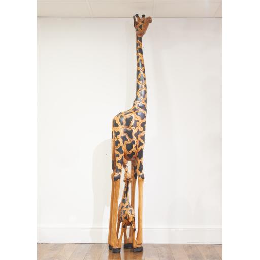 Nursing Giraffe - African Cedar Wood Sculpture