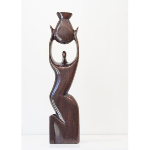 Gourd Carrying Abstract - African Ebony Wood Carving