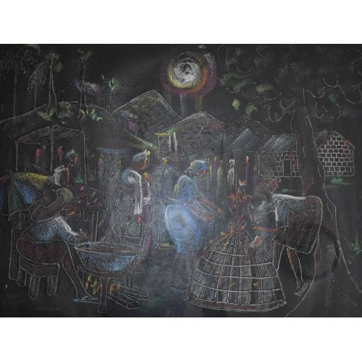 Night Market - African Additive Plastograph Painting