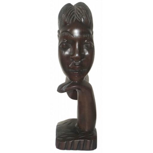 Thinking Woman (1) - African Ebony Wood Carving