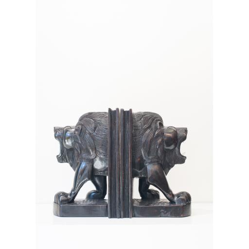 Lion Head Bookends - African Wood Carving