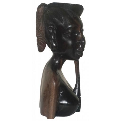 Female Bust (2) - African Ebony Wood Carving