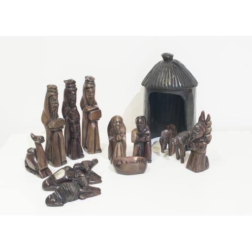 Nativity Set - African Ebony Wood Carving