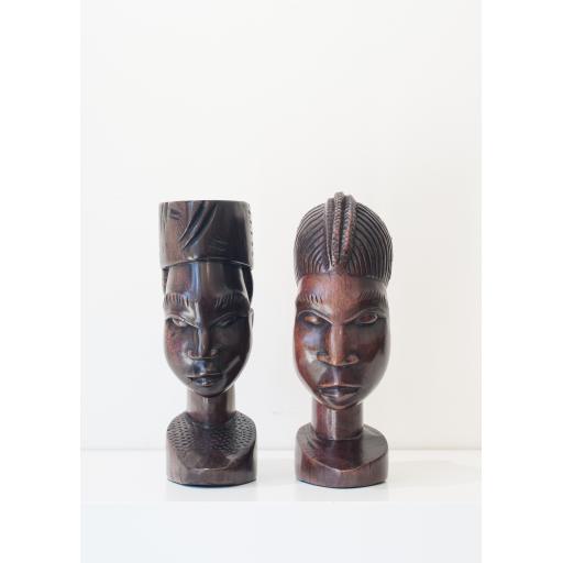 Couple Bust - African Ebony Wood Carving