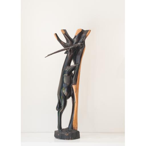 Feeding Gazelle - African Ebony Wood Sculpture